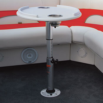 Optional sea-rail table with optional adjustable table leg