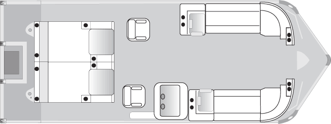 2017 JC TriToon Marine TriToon Classic CRFL Pontoon Boat Center Rear Facing Lounge Floorplan