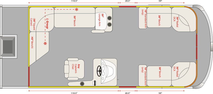 2020 JC TriToon Marine NepToon 21 No Sundeck, Starboard Gate, Port Stern, Chaise Arm Floorplan