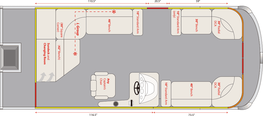 2020 JC TriToon Marine NepToon 21 Sundeck, No Starboard Gate Floorplan