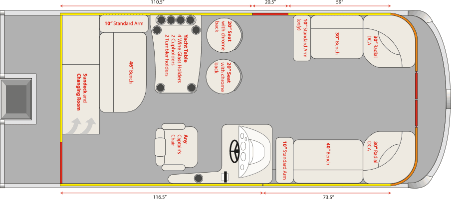 2020 JC TriToon Marine NepToon 21 Yacht Table, Sundeck, No Starboard Gate Floorplan