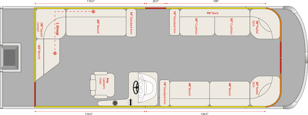 2020 JC TriToon Marine NepToon 25 No Sundeck, No Starboard Gate Floorplan