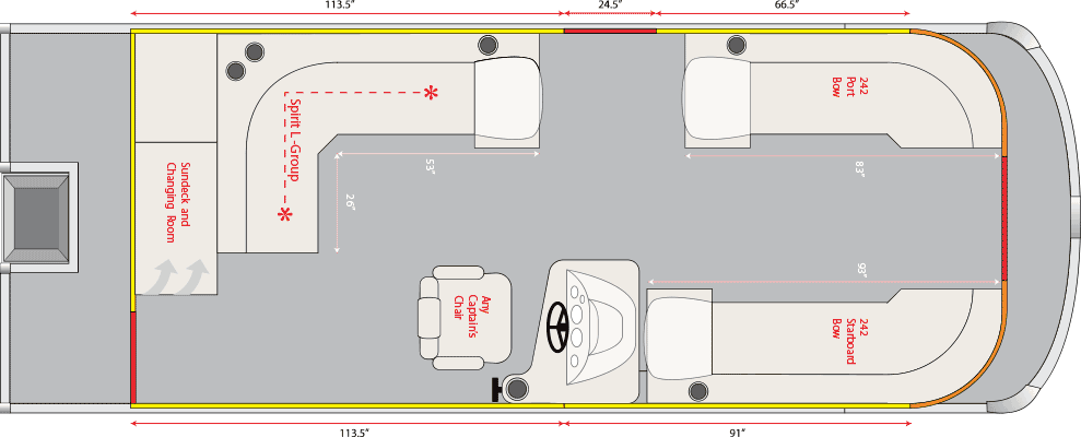 2020 JC TriToon Marine Spirit 242/242TT Floorplan