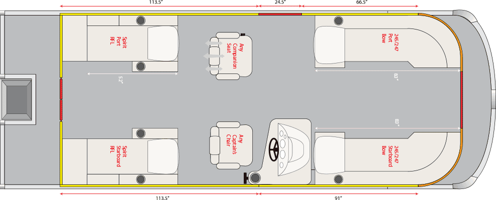 2020 JC TriToon Marine Spirit 245TT Sport Floorplan