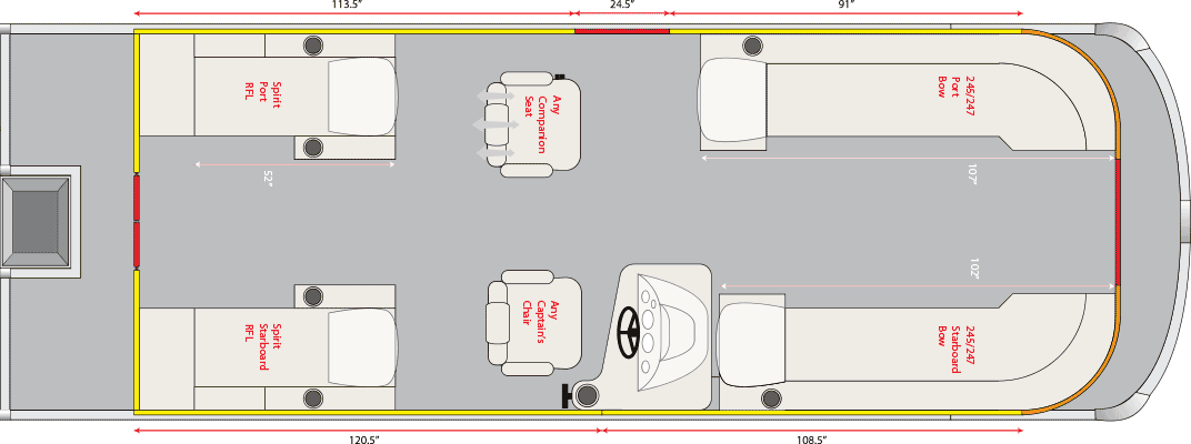 2020 JC TriToon Marine Spirit 265TT Sport Floorplan