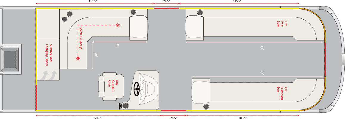 2020 JC TriToon Marine Spirit 282/282TT Floorplan