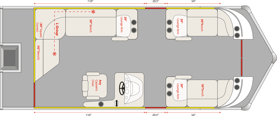 2020 JC TriToon Marine SportToon 22 No Sundeck, Starboard Gate Floorplan