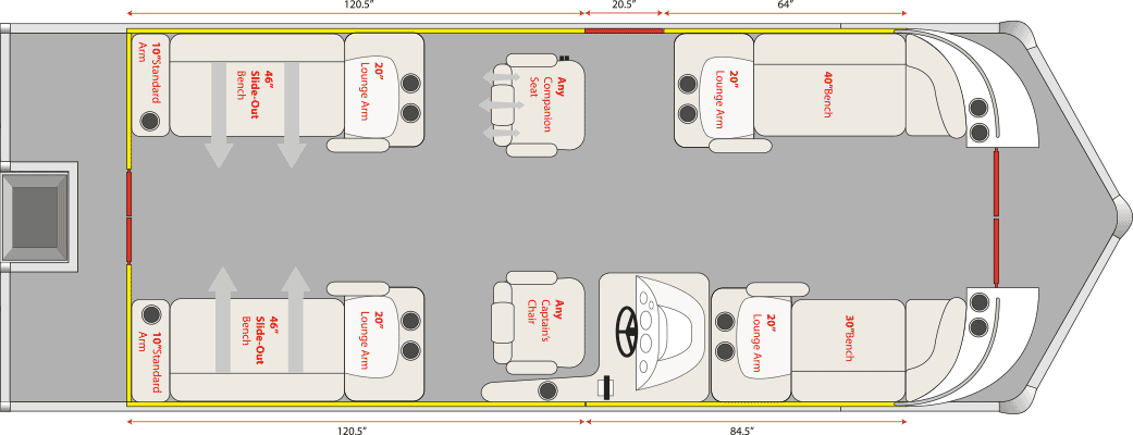 2020 JC TriToon Marine SportToon 24 DSL Floorplan