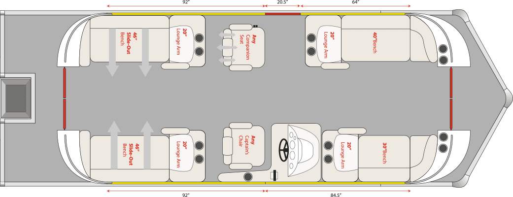 2020 JC TriToon Marine SportToon 24 Deluxe Stern DSL Floorplan