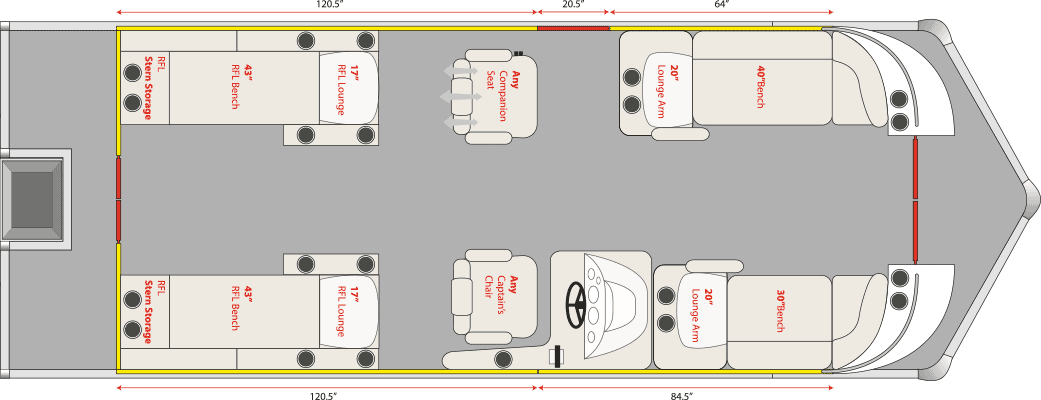 2020 JC TriToon Marine SportToon 24 RFL Floorplan