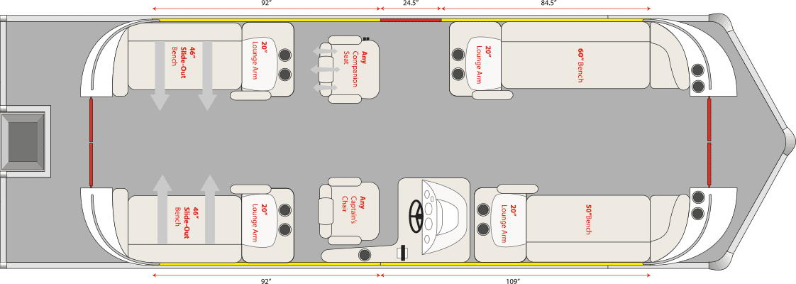 2020 JC TriToon Marine SportToon 26 Deluxe Stern DSL Floorplan