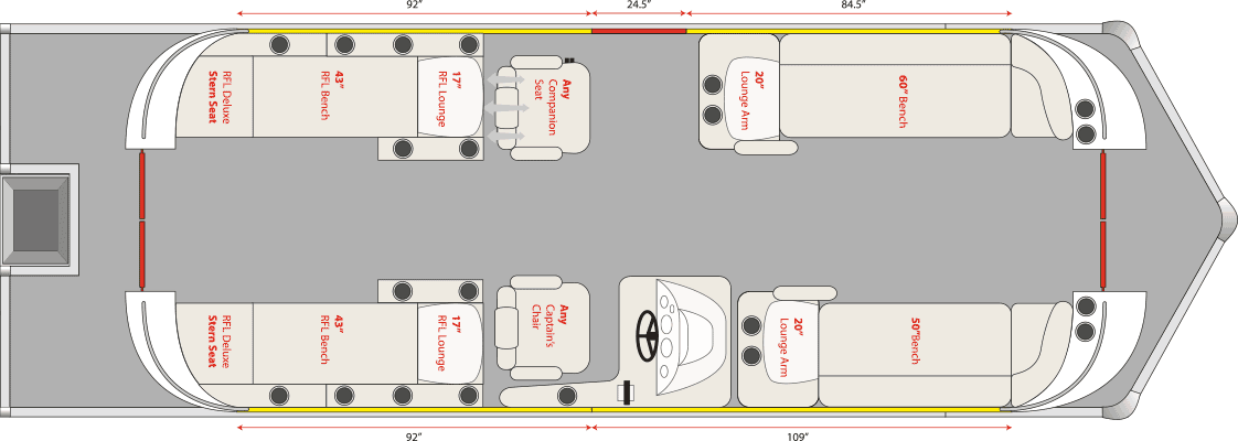 2020 JC TriToon Marine SportToon 26 Deluxe Stern RFL Floorplan