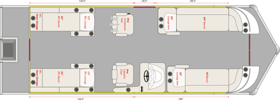 2020 JC TriToon Marine SportToon 26 RFL Floorplan