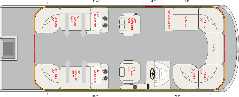 2020 JC TriToon Marine SunLounger 23TT Floorplan