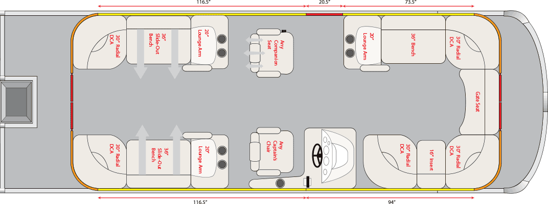 2020 JC TriToon Marine SunLounger 25TT Floorplan