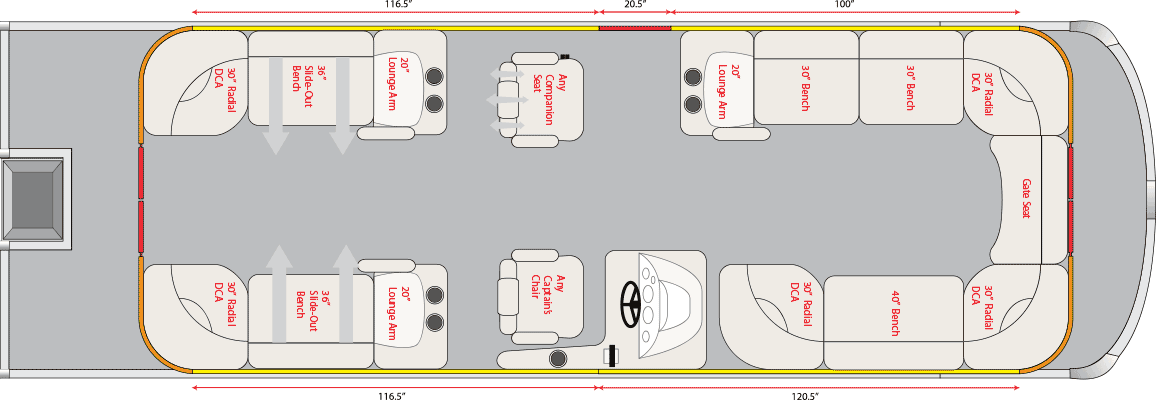 2020 JC TriToon Marine SunLounger 27TT Floorplan