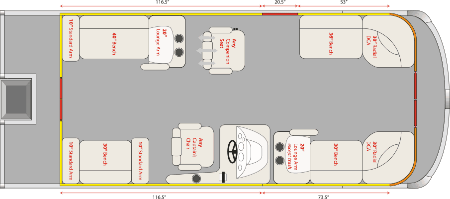 2021 JC TriToon Marine NepToon Split Lounge Floorplan