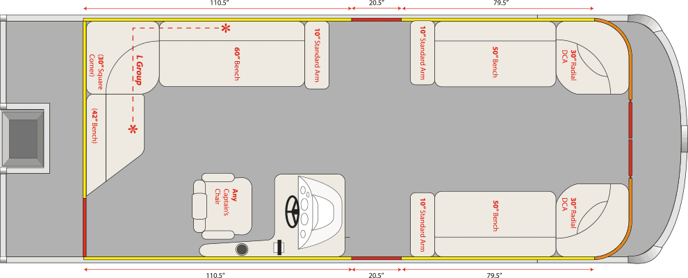 2021 JC TriToon Marine NepToon 23 No Sundeck, Starboard Gate Floorplan