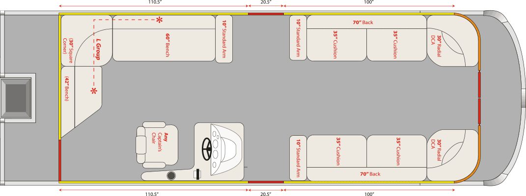 2021 JC TriToon Marine NepToon 25 No Sundeck, Starboard Gate Floorplan