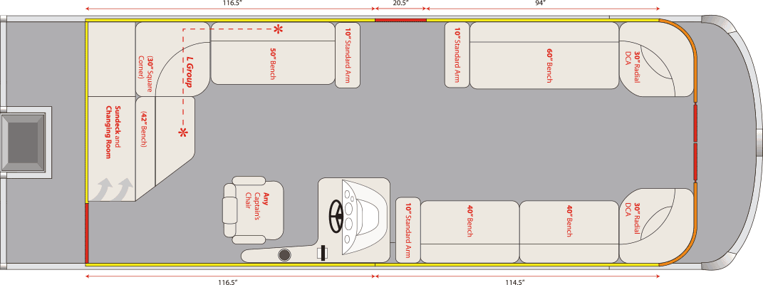 2021 JC TriToon Marine NepToon 25 Sundeck, No Starboard Gate Floorplan