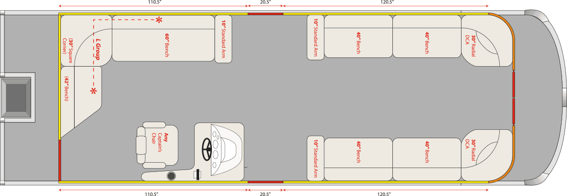 2021 JC TriToon Marine NepToon 27 No Sundeck, Starboard Gate Floorplan