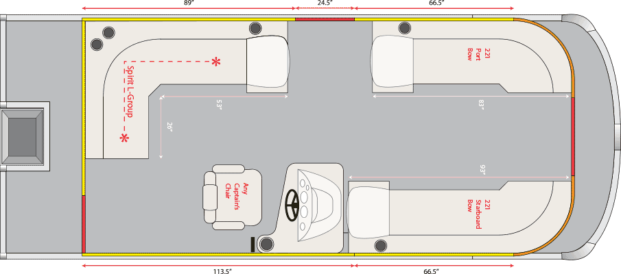 2021 JC TriToon Marine Spirit 221/221TT Floorplan