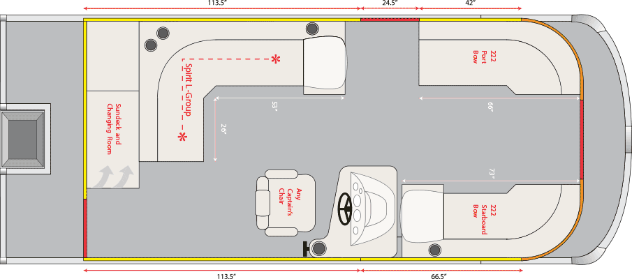 2021 JC TriToon Marine Spirit 222/222TT Floorplan