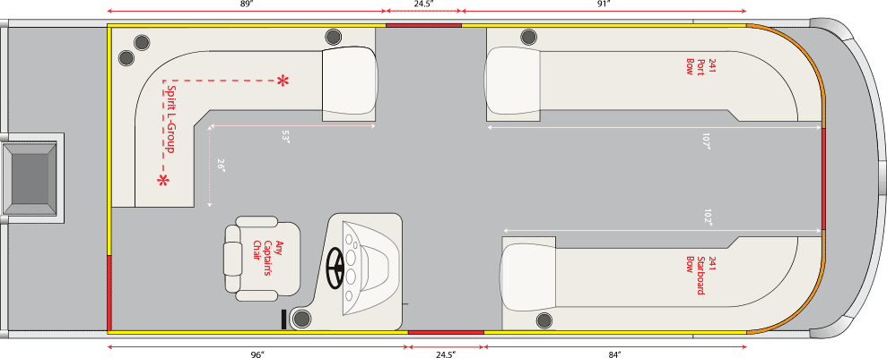 2021 JC TriToon Marine Spirit 241/241TT Floorplan