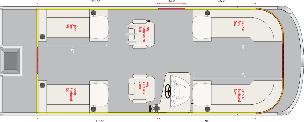 2021 JC TriToon Marine Spirit 247TT Sport Floorplan