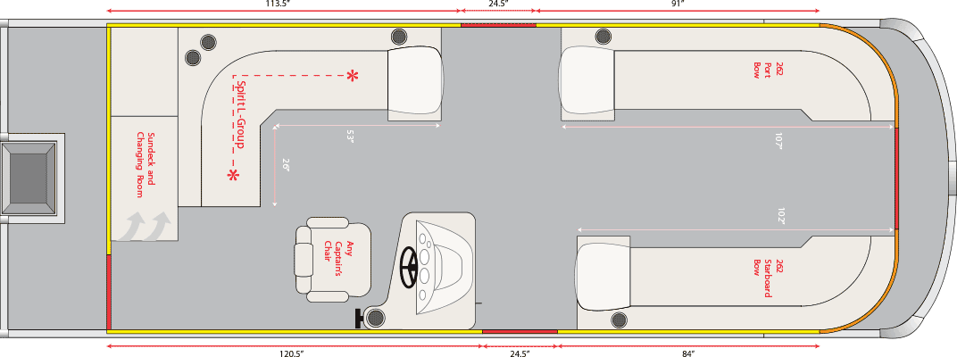 2021 JC TriToon Marine Spirit 262/262TT Floorplan