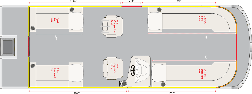 2021 JC TriToon Marine Spirit 267TT Sport Floorplan