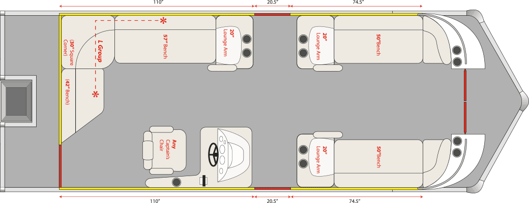 2021 JC TriToon Marine SportToon 24 No Sundeck, Starboard Gate Floorplan