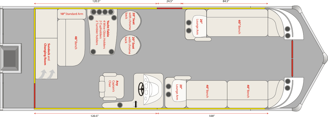 2021 JC TriToon Marine SportToon 26 Yacht Table, No Starboard Gate Floorplan