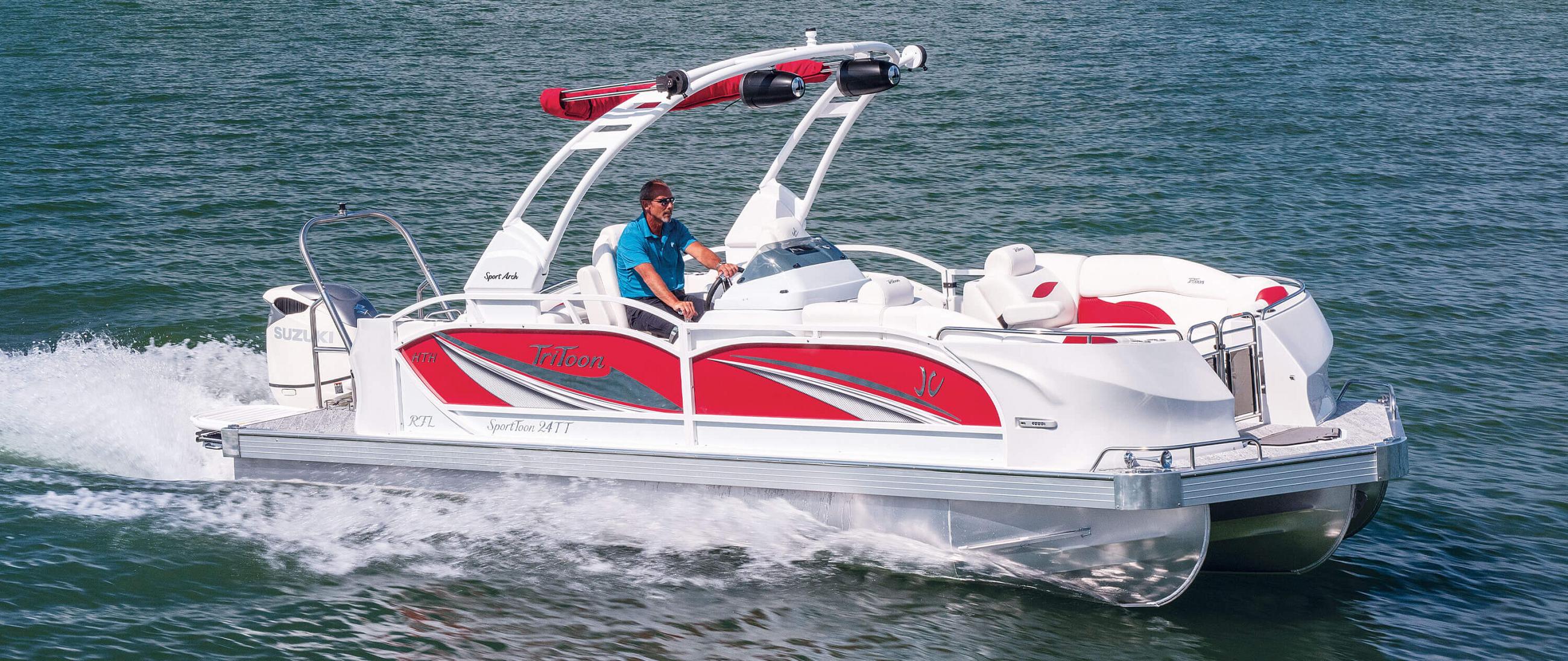 2021 JC TriToon Marine SportToon 24TT RFL HTH Pontoon Boat Side