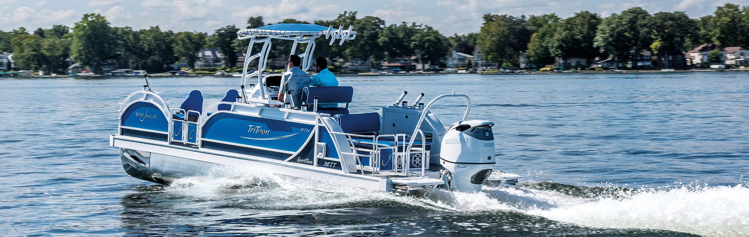 JC TriToon Marine Pontoon Boat Accu Thrust Thruster System on the High Tide Hull