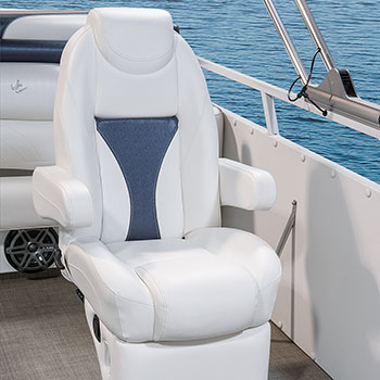Reclining captain’s chair shown with leg lift