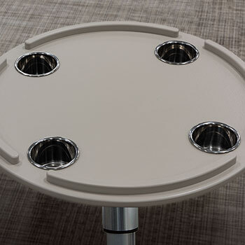 Table 26 inch Round with SS Cups (shown in tan, also available in white)