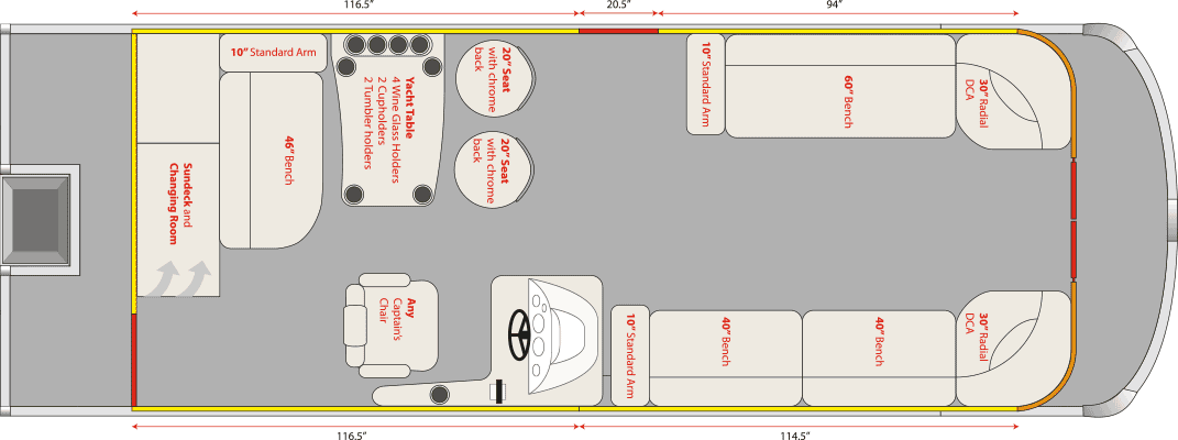 2020 JC TriToon Marine NepToon 25 Yacht Table, Sundeck, No Starboard Gate Floorplan