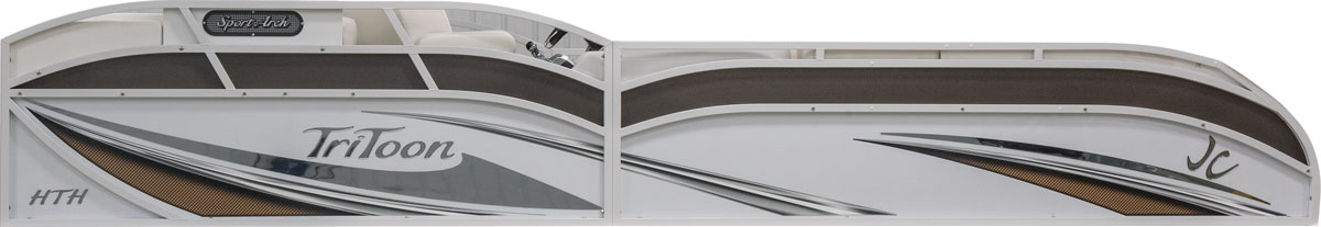 2019 JC TriToon Marine SportToon Panel shown in White and Cocoa