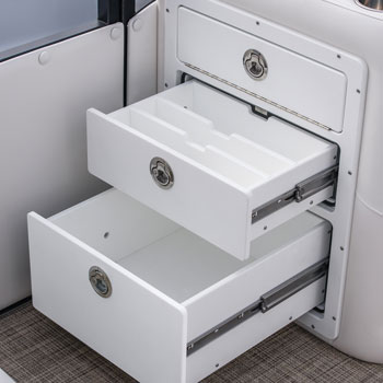 JC TriToon Marine SportToon Pontoon Boat Two Drawers and Flip-down USB