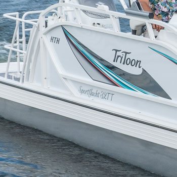 JC TriToon Marine SportYacht Pontoon Boat Custom Chrome-cal Decals