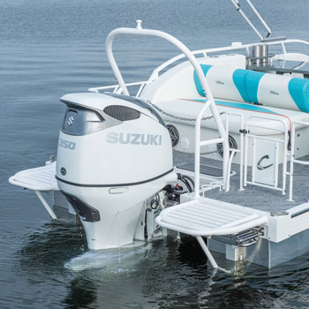 JC TriToon Marine SportYacht Pontoon Boat Standard Dual Swim Platforms with White-out Option